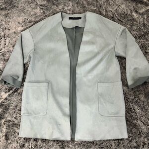 Zara Light Gray Open-Front Jacket